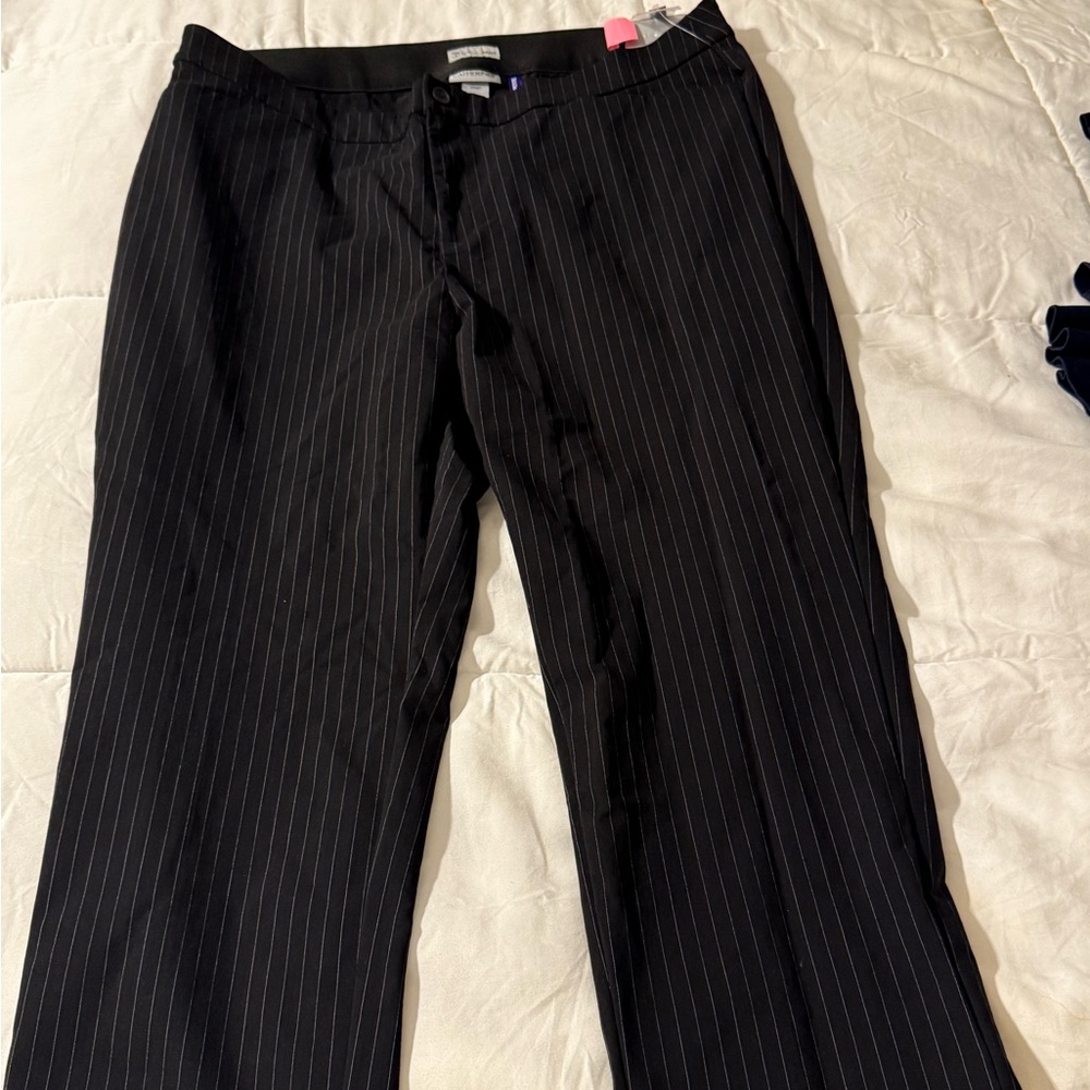 Catherine’s Plus Size Black & White Stripe PETITE Pants. NWT.